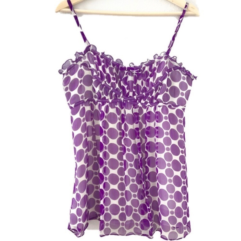 INC Silk polka dot Purple Tank Top Women’s 6